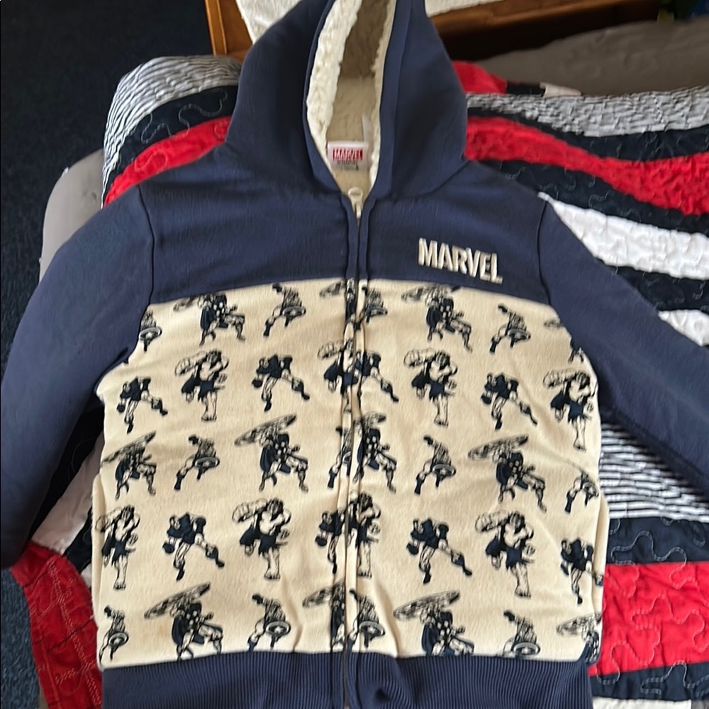 Marvel Kids Hooded Jacket - Navy and Cream